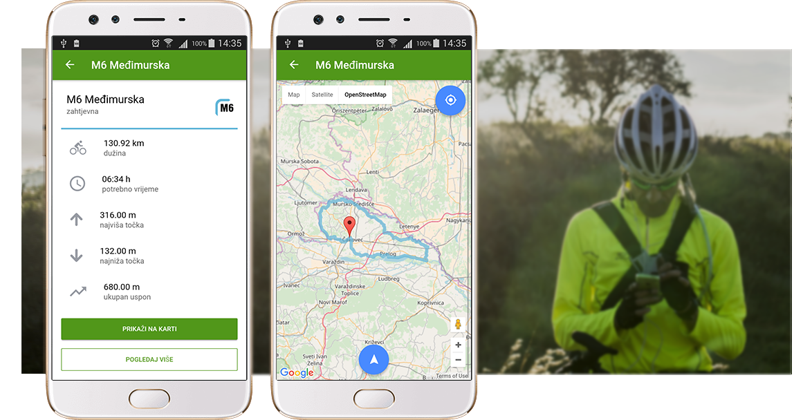 Mobilna aplikacija - detalji biciklističke rute