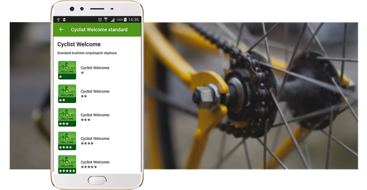 Mobilna aplikacija - Cyclist Welcome standard